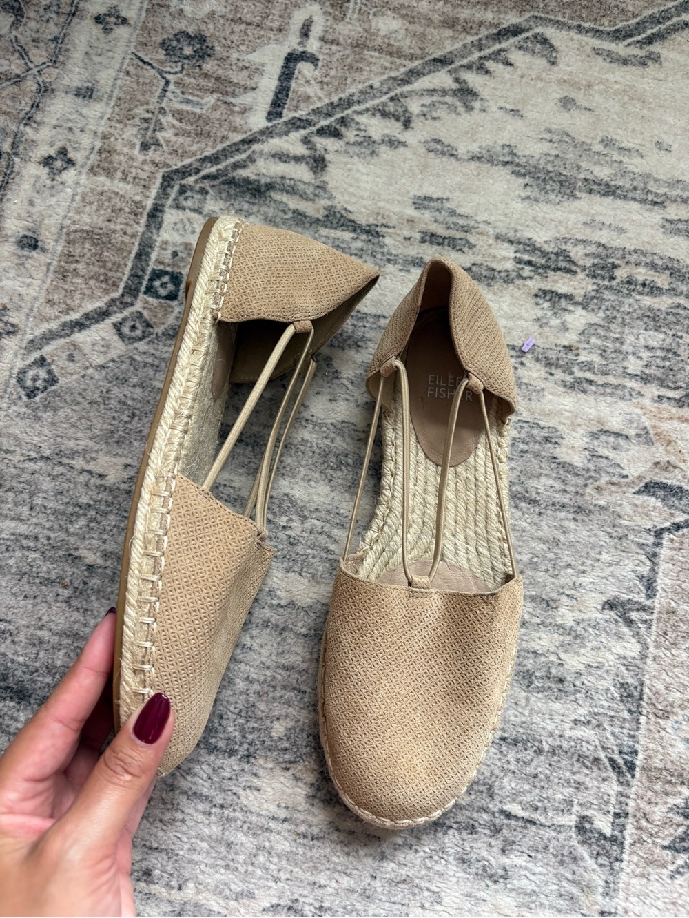 Eileen Fisher Lee Stretch Espadrille Bone size 8.5